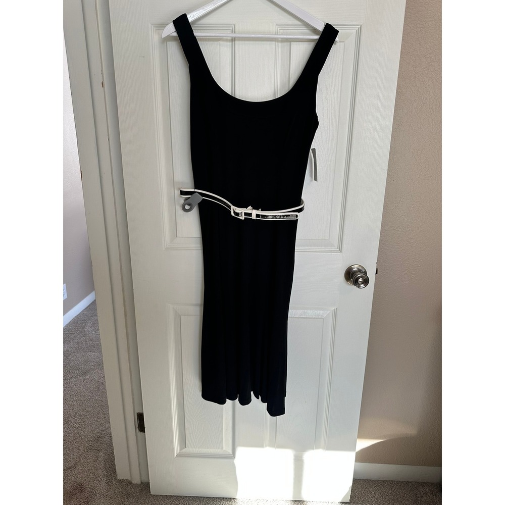 Lauren Ralph‎ Lauren Black Sleeveless Midi Dress with Belt Size 8